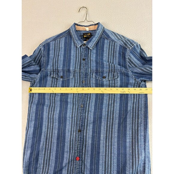 Vintage CPO Shirt Mens Medium Blue Denim Striped Navy Anchor Buttons Military - Picture 8 of 16